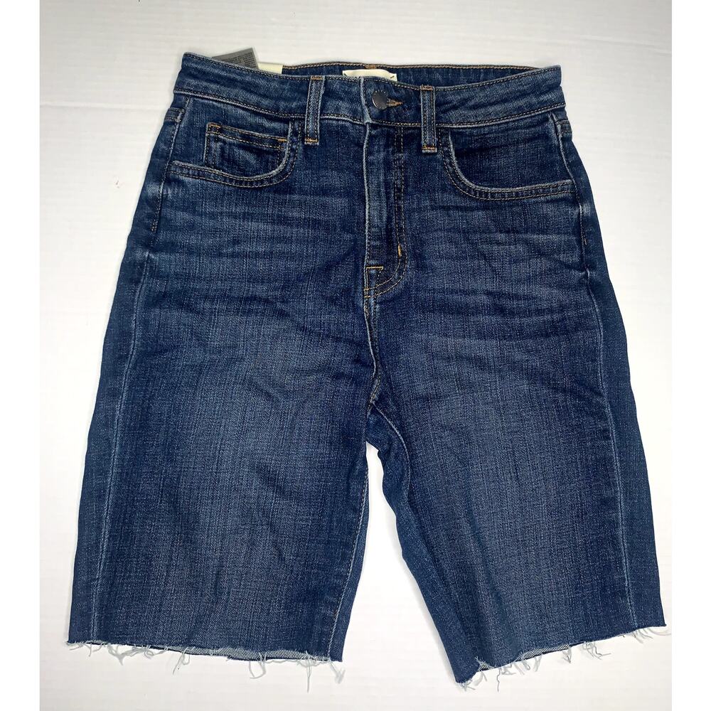 L'Agence Women's Blue Audrina High Rise Straight Denim Shorts Size‎ 25